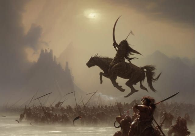 Epic Battle Between Orcs and Men with Cavalry