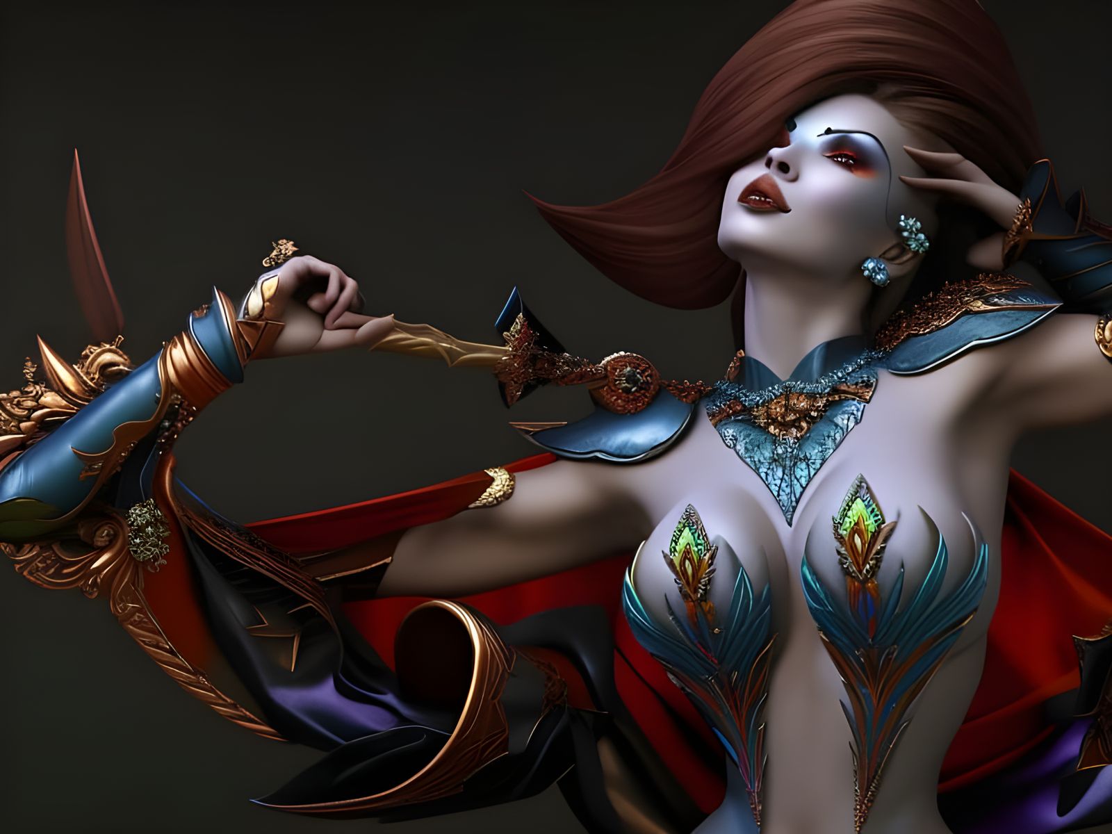 Hyperrealistic Elven Harlequin in 3D