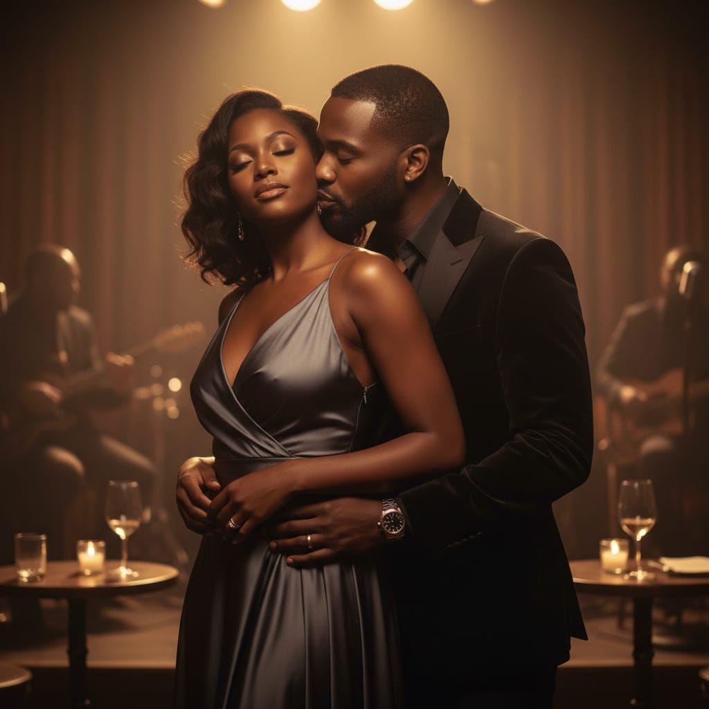 Intimate Jazz Club Portrait of a Black Couple