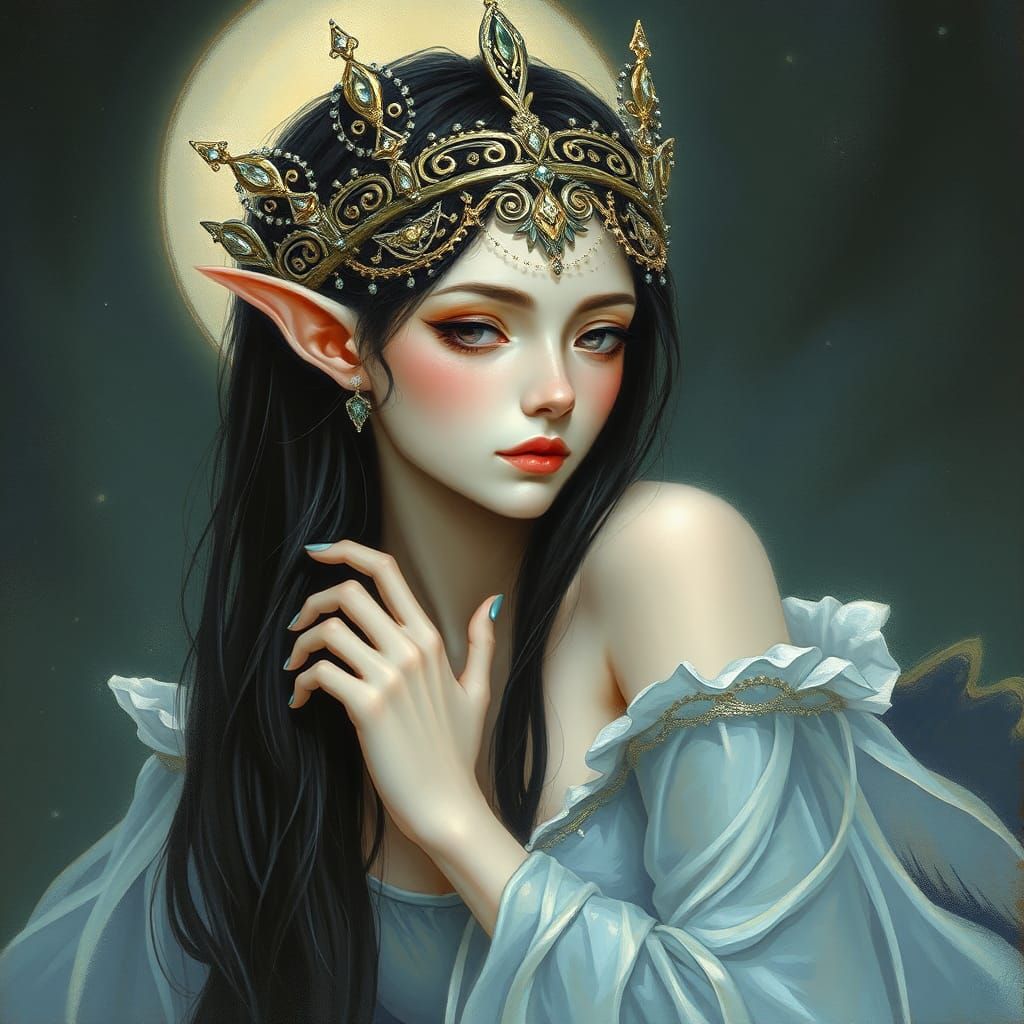 Ethereal Fairy Elf Queen in Romantic Style
