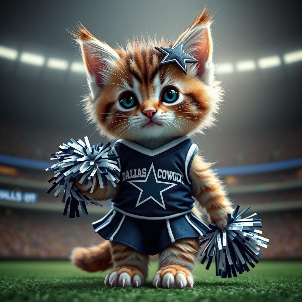 Cheerleading Kitten in Dallas Cowboys Stadium