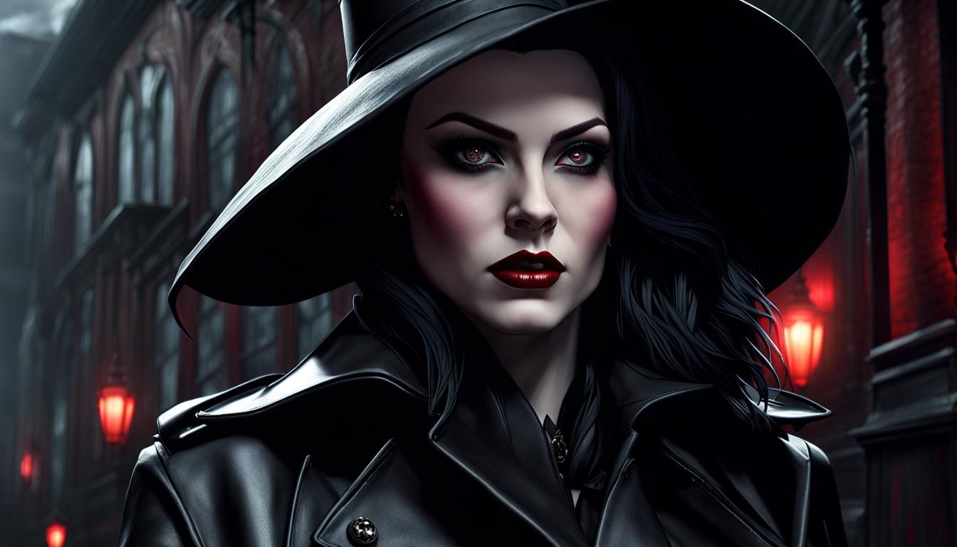 Ruby-Eyed Vampire in Seattle: Dark Fantasy Concept Art