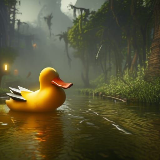 Evil Duck in 3D Game Cinematic Style