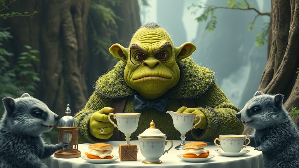 Ogre's Tea Party in Studio Ghibli Style