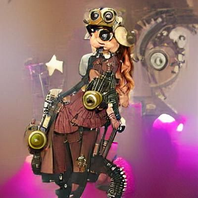 Steampunk Pop Star in Concert: Digital Art