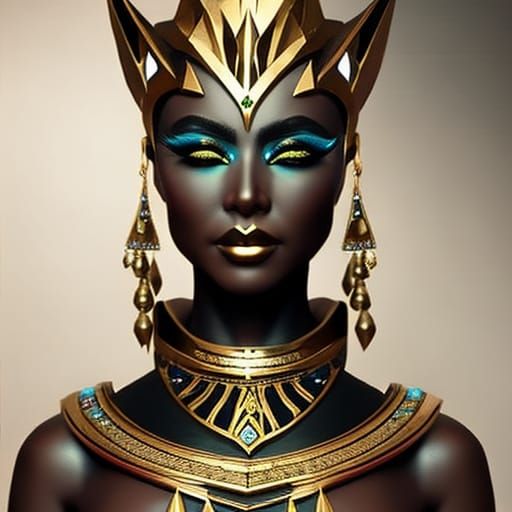 Egyptian Goddess Bastet in Aetherpunk Style