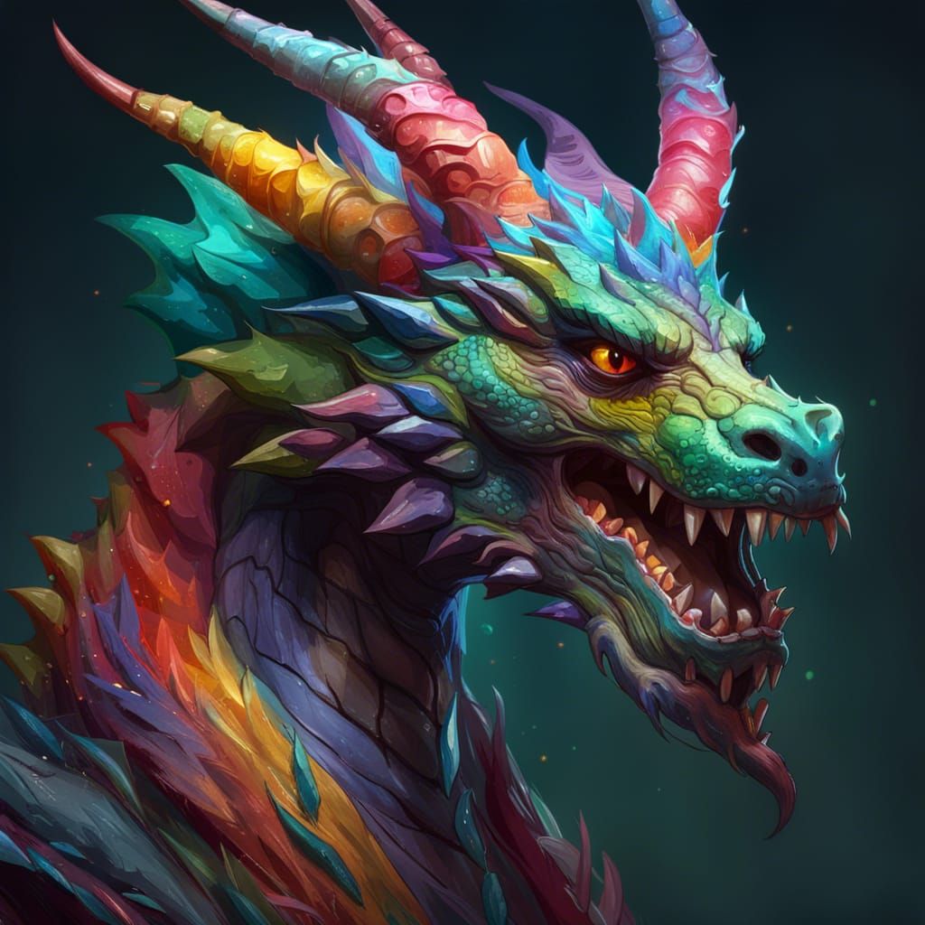 Colorful Dragon Monster Portrait in Concept Art Style