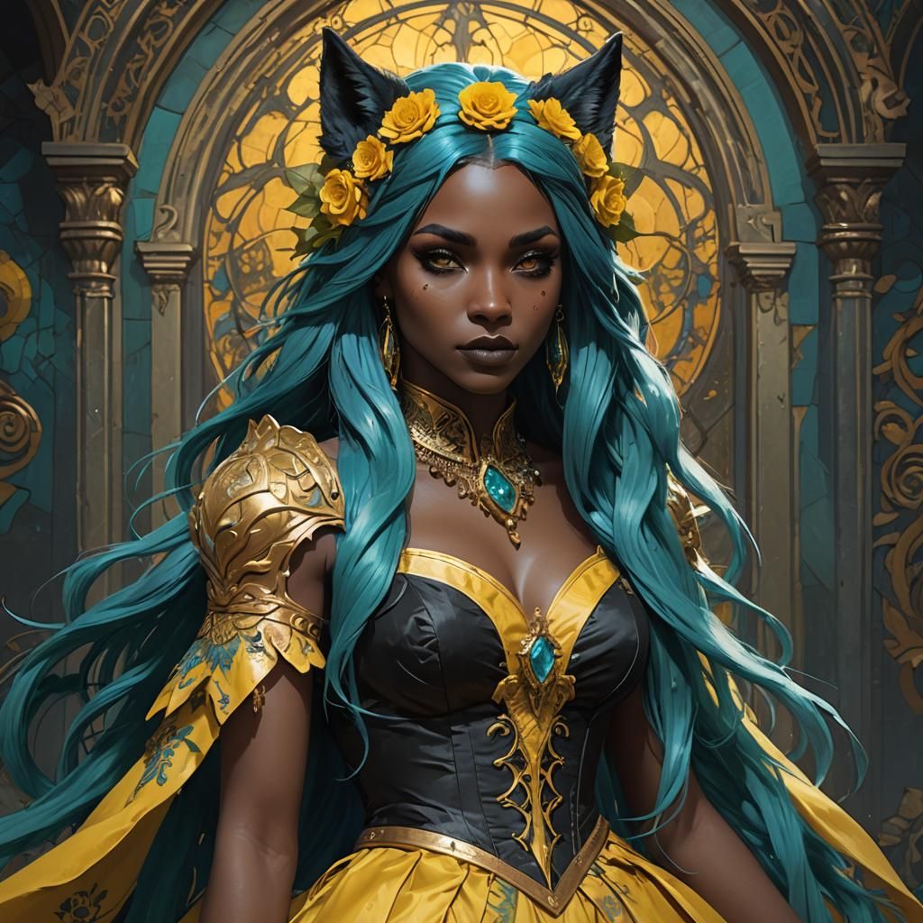 Gothic Wolf Girl Portrait in Hyperdetailed Style