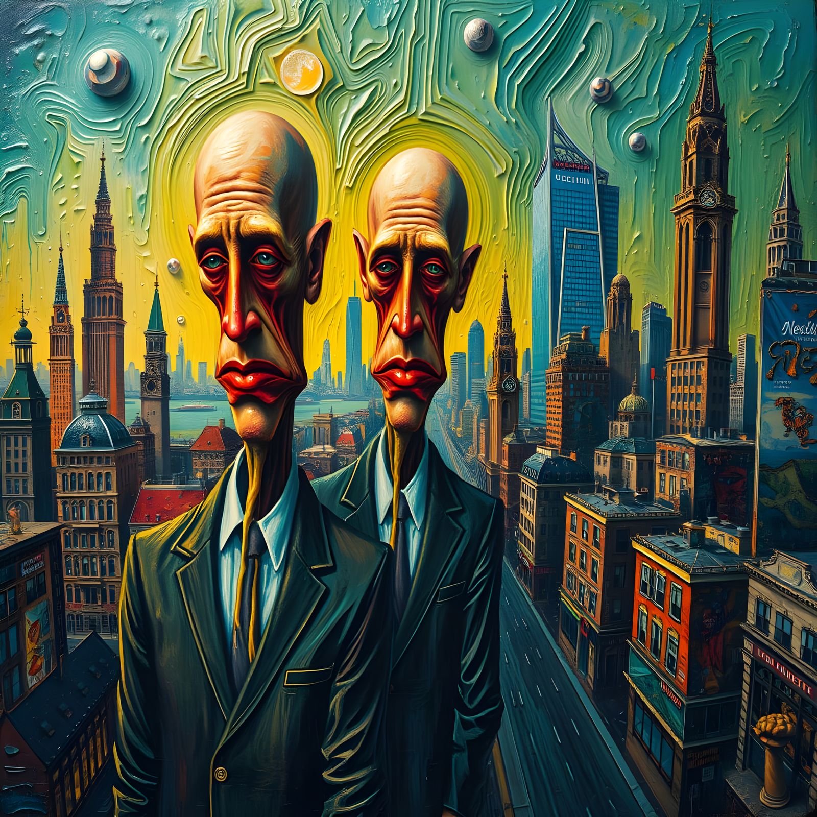 Surreal Cityscape Dismantles Under Acidic Deluge in Deep, Fa...