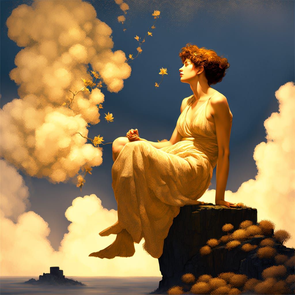 Fantasy Art: Figure Examines Glowing Artifact in Lush Ruins