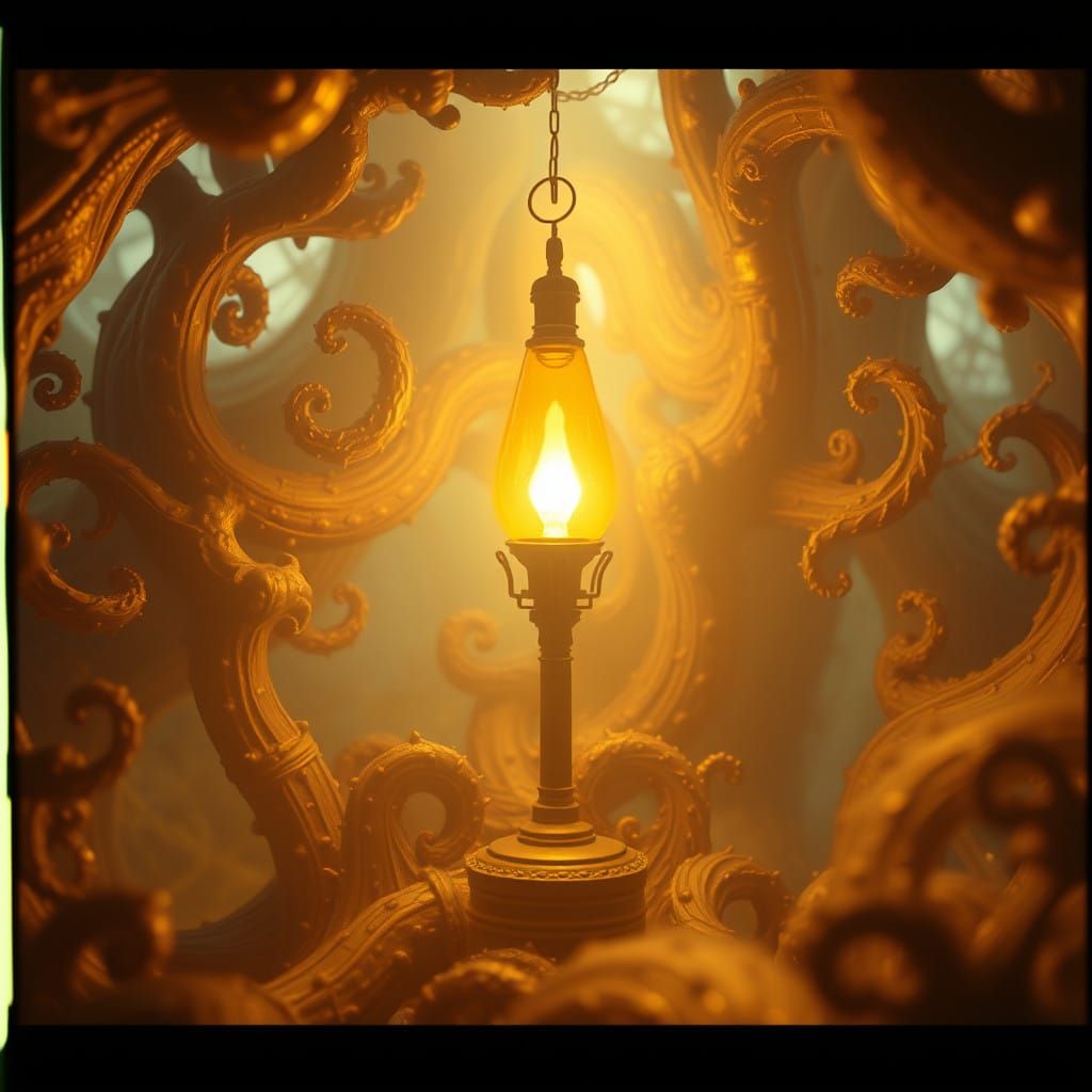 Mystical Golden Light in a Fantastical Realm