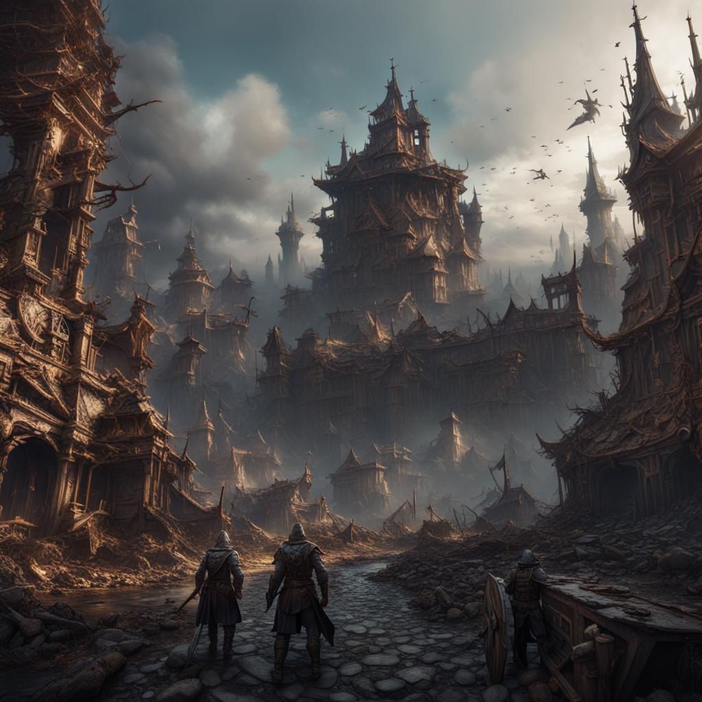Fantastical War Scene in Detailed Matte Painting