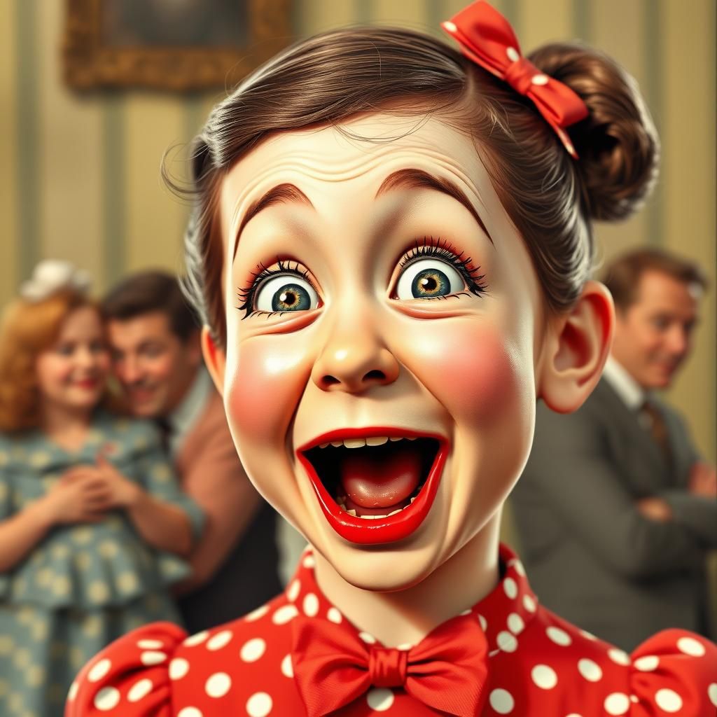 Astonished Girl in Vintage Norman Rockwell Style