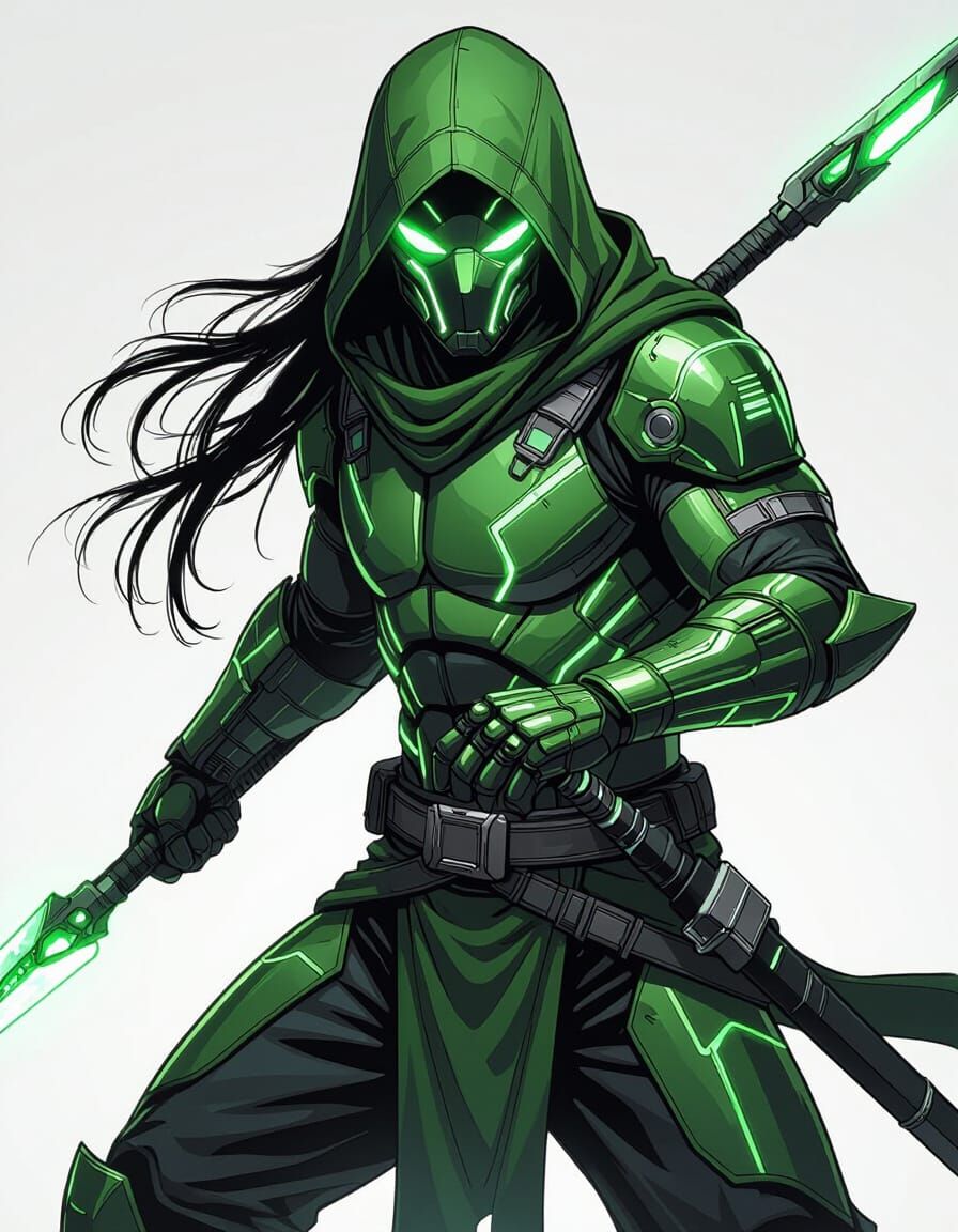 Futuristic Ninja Warrior in Marvel Comic Style