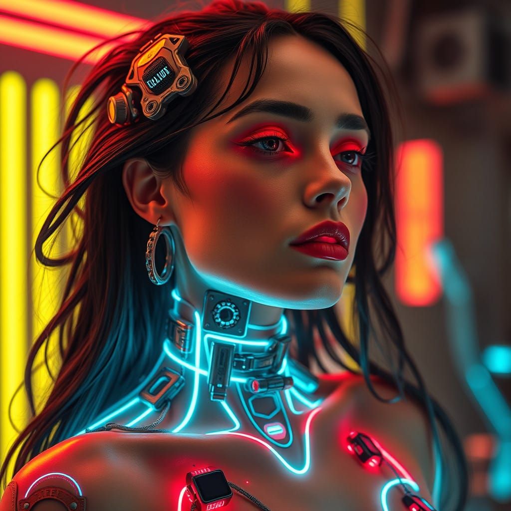 Cyberpunk Goddess of High-Tech Futurism