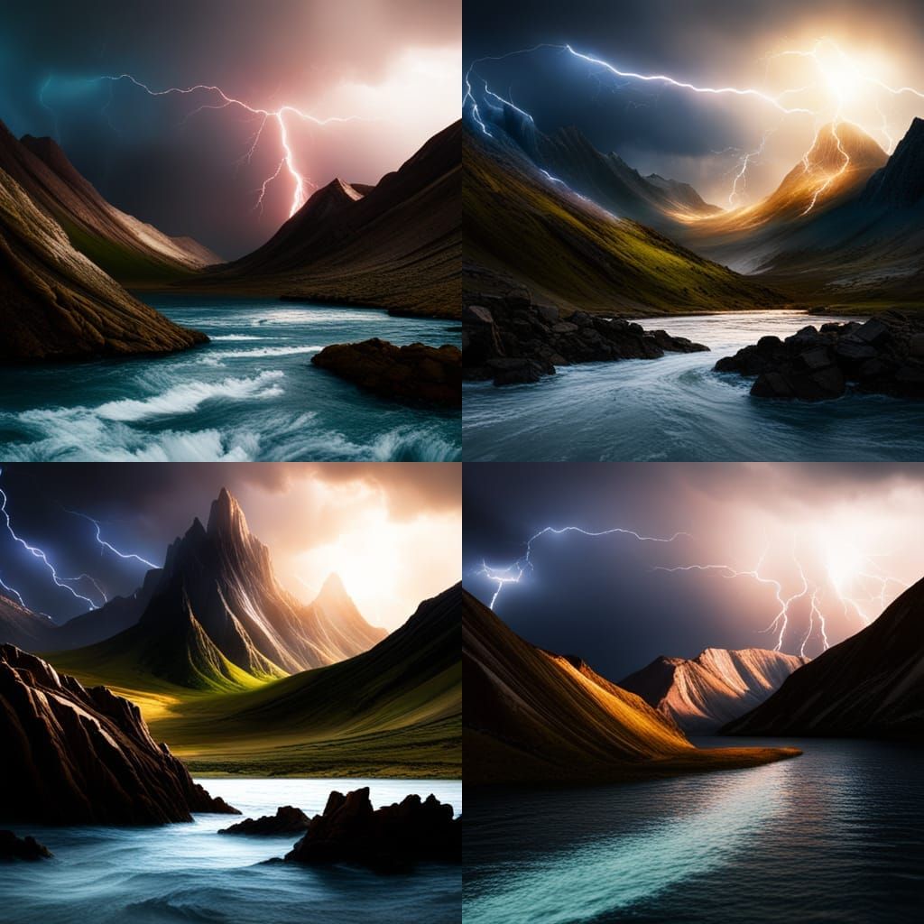 Epic Lightning Storm over Mountain Pass