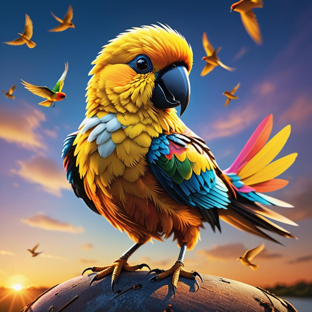 Golden Hour Parrot Song: A Colorful Photograph