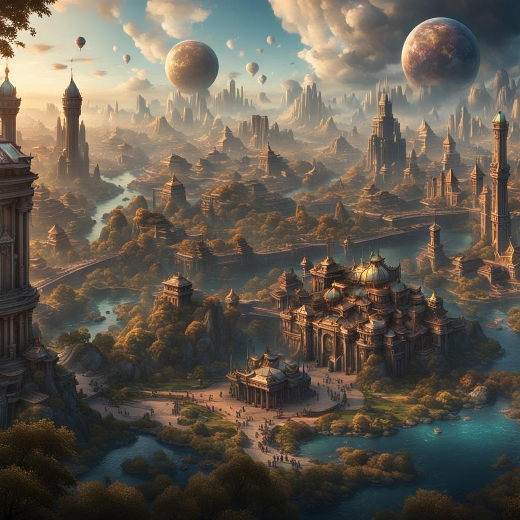 Fantastical Matte Painting in Deep Color, 8K