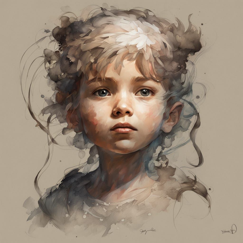 Toddlers' Happiness: Zen-Inspired Ghibli Portrait