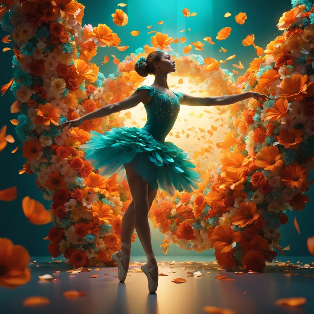 Ballerina Made of Flowers in Vibrant Hues