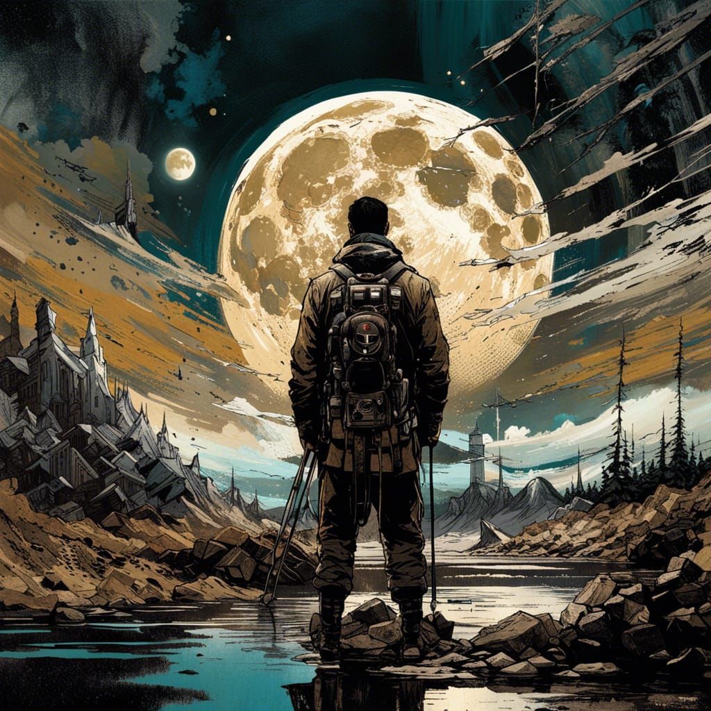 Moon Fall: Hyper-Detailed Digital Art in Earth Tones