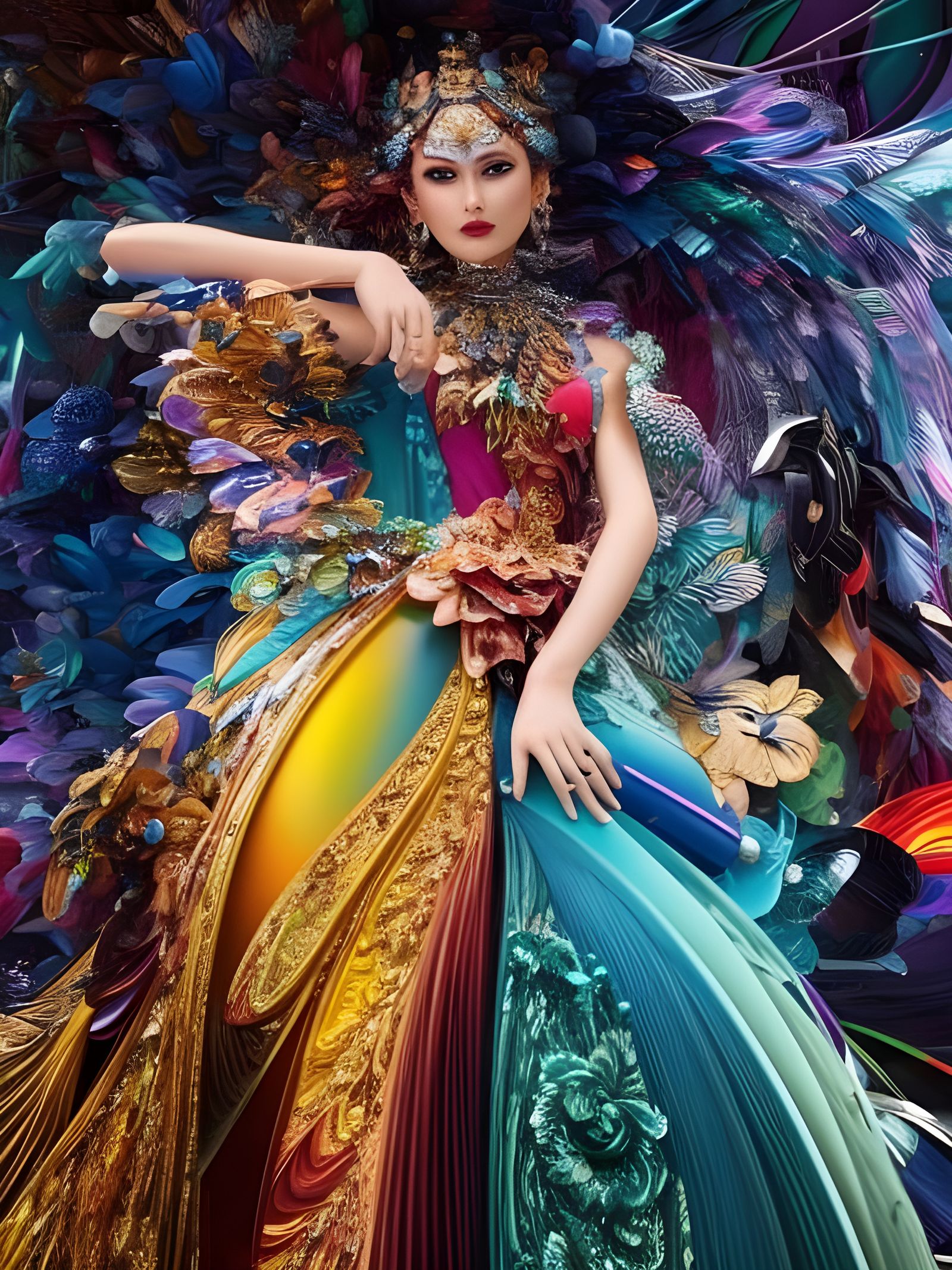 Intricate Geometric Abstract in Hyperreal Style