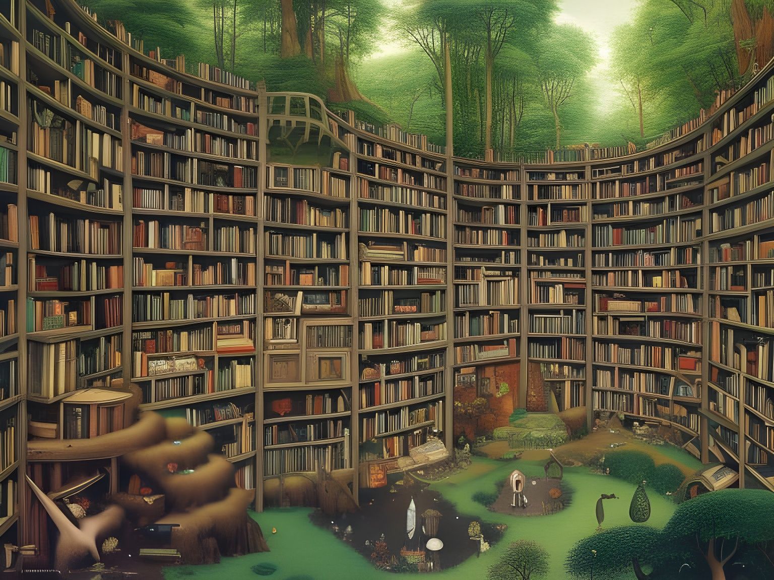 Magical Forest Library Inspired by Fantasy Art