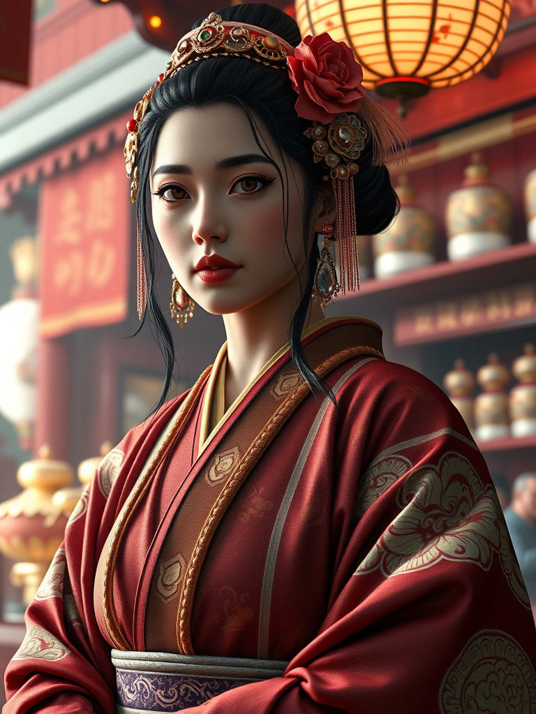 Fierce Treasure Counter in Japanese Robes