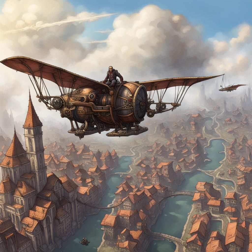 Steam Glider Over Orc City