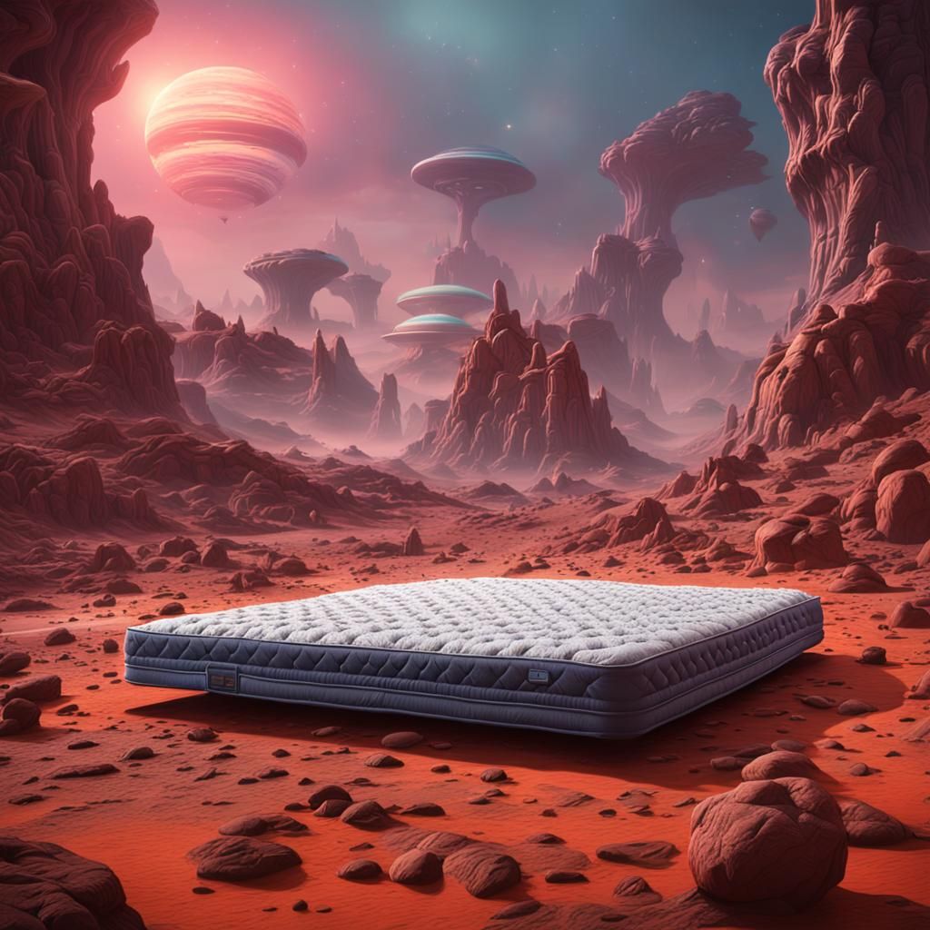 Surreal Mattress Landscape on Alien Planet