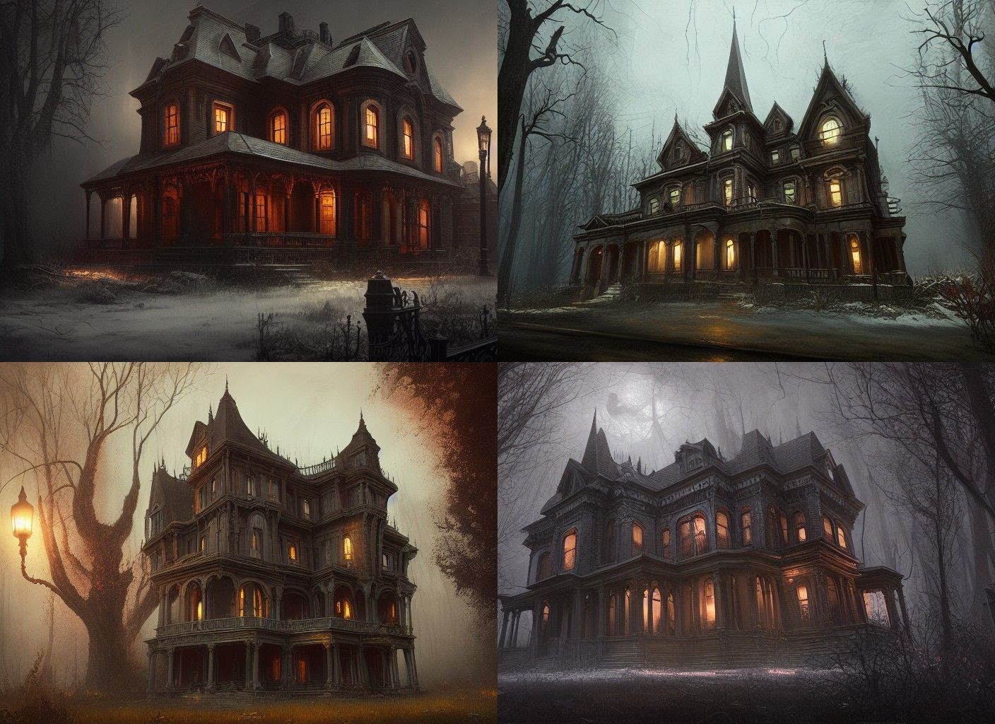 Lovecraftian Horror House in Art Nouveau Style