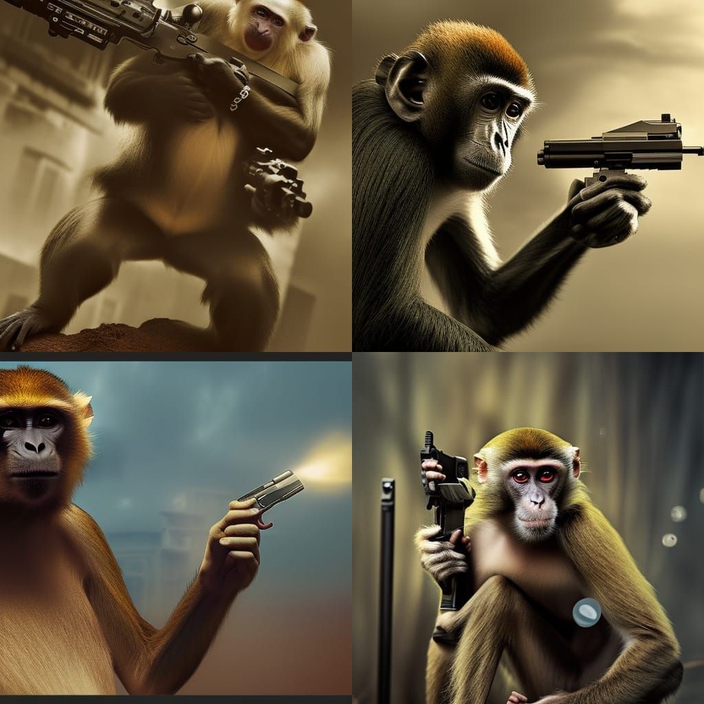 Monkey with Gun: Dramatic Digital Matte Painting