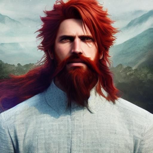 Red-Haired Man in Detailed 3D Anime Art