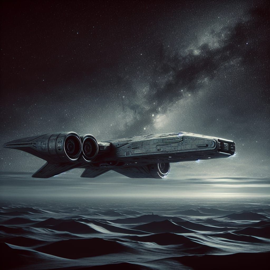 Hammerhead Corvette Soaring Over Wasteland