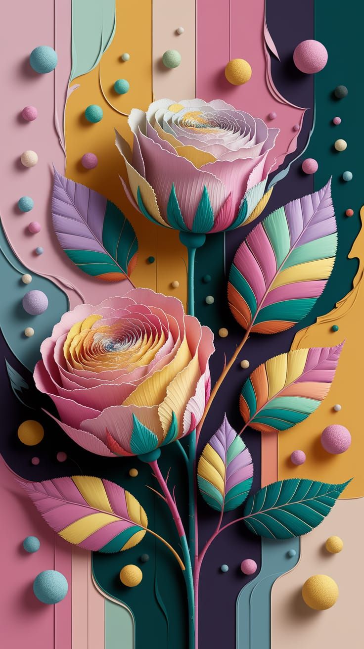 Impressionistic Rose with Vibrant Pastel Colors