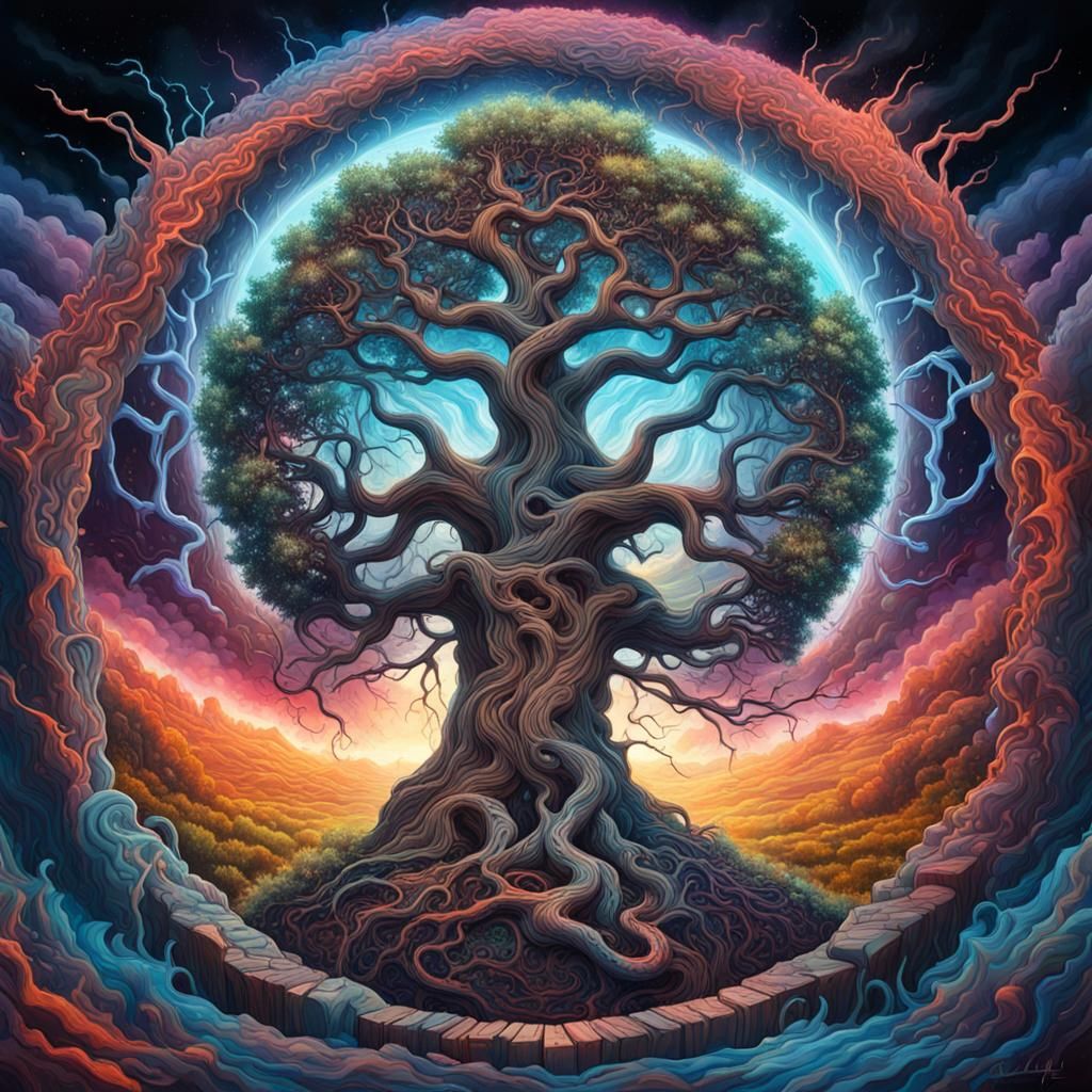 Yggdrasil in Toroidal Field as Graffiti Art