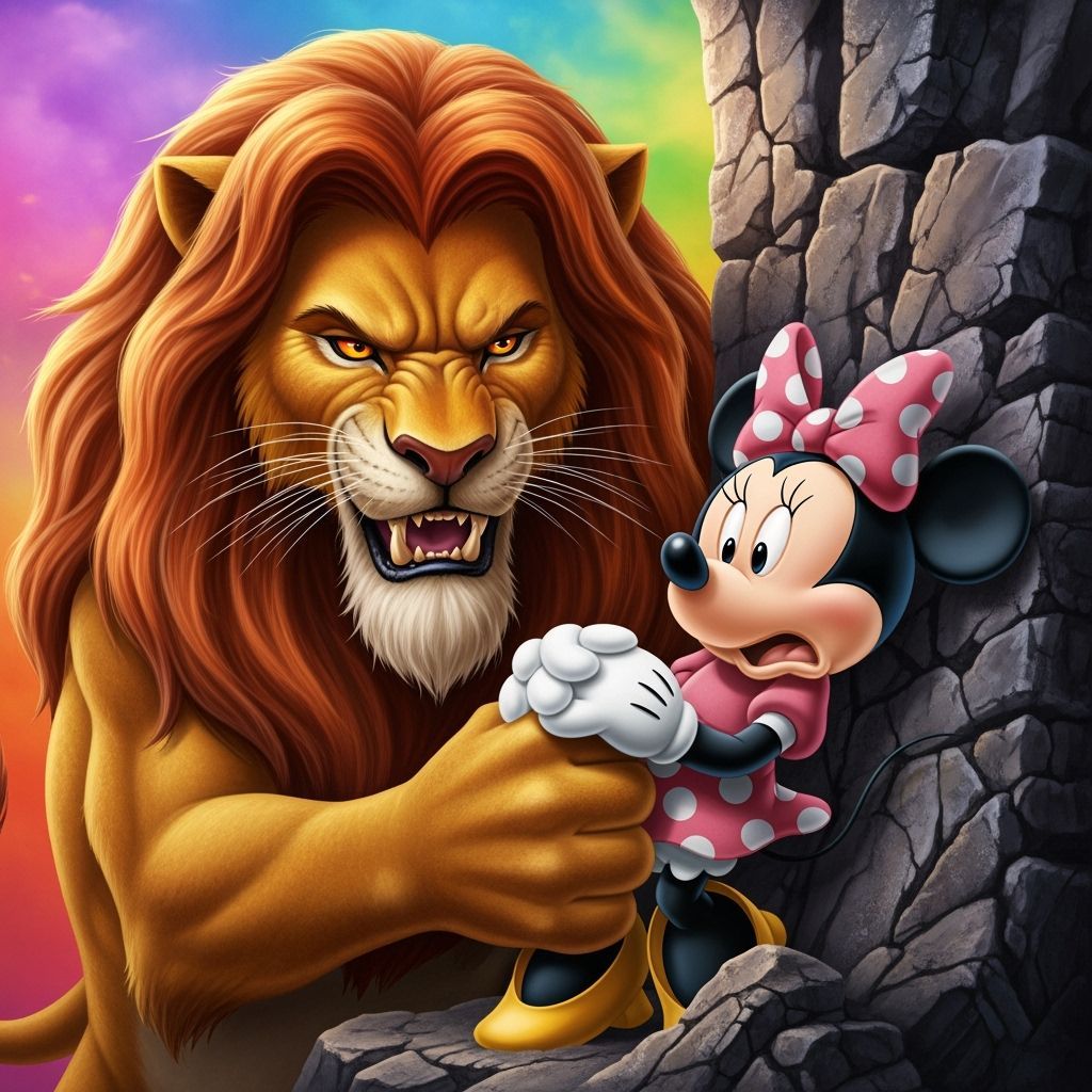 Sinister Lion King Threatens Terrified Minnie Mouse