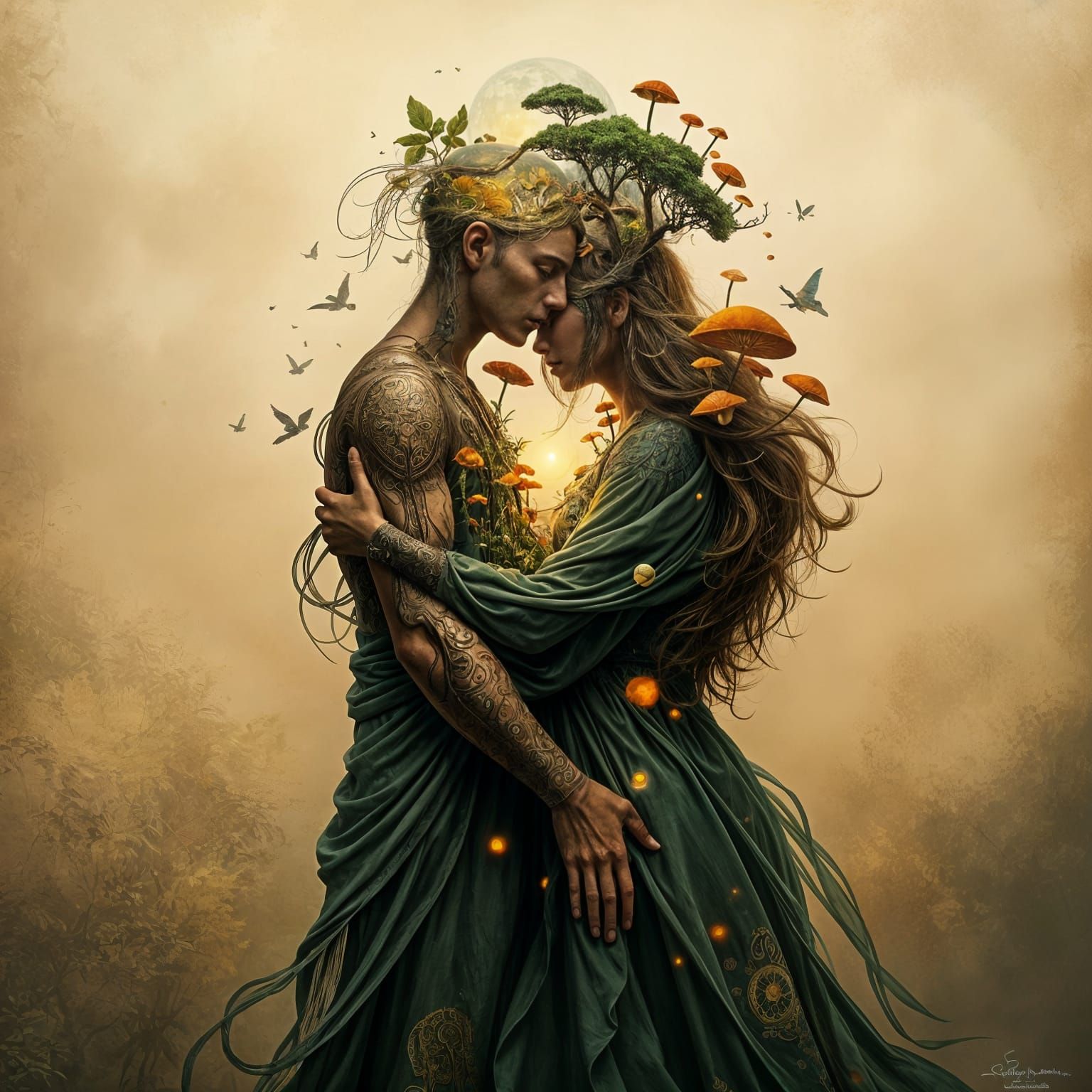 Ethereal Figures in Dreamlike Mindscape Concept Art