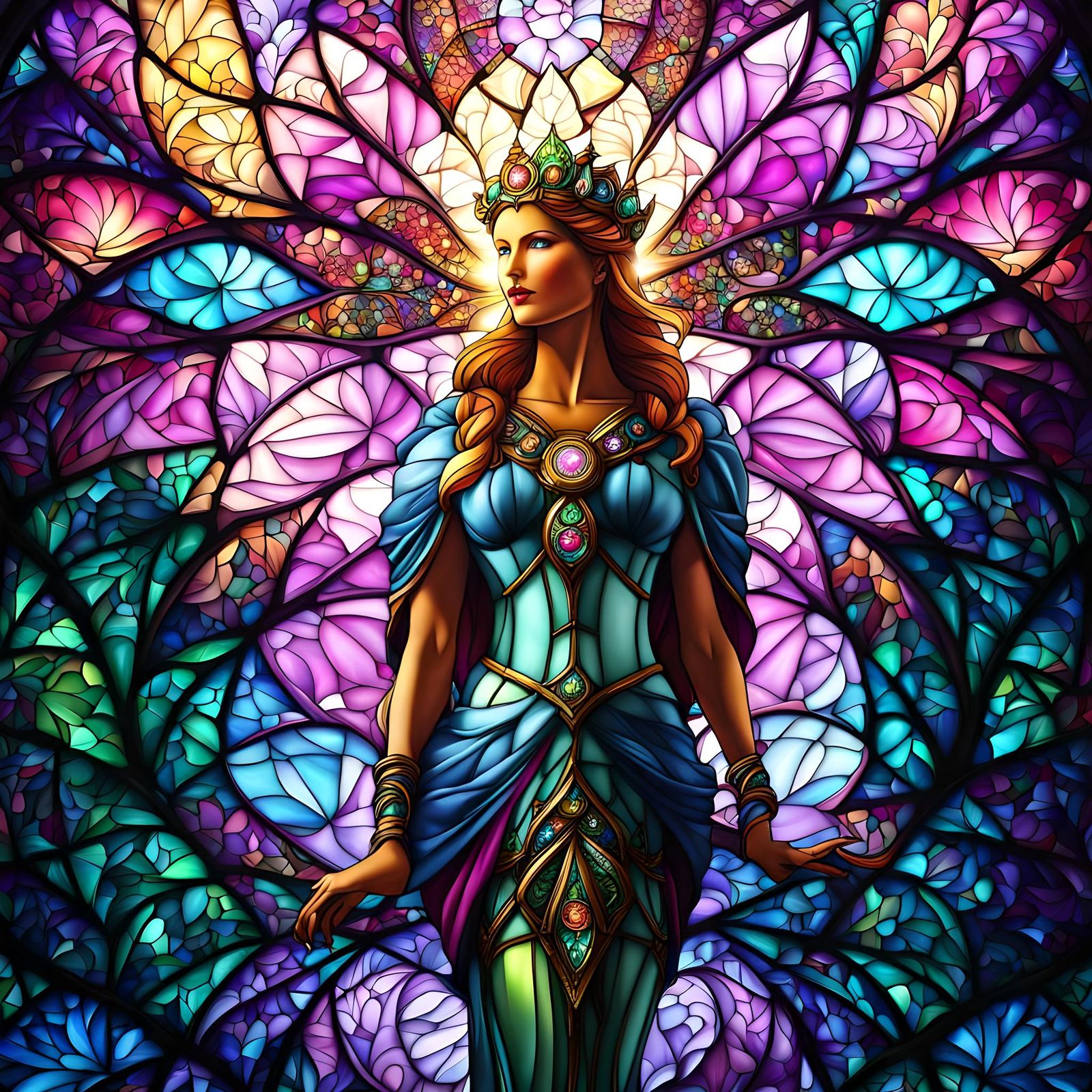 Backlit Fractal Stained Glass Background