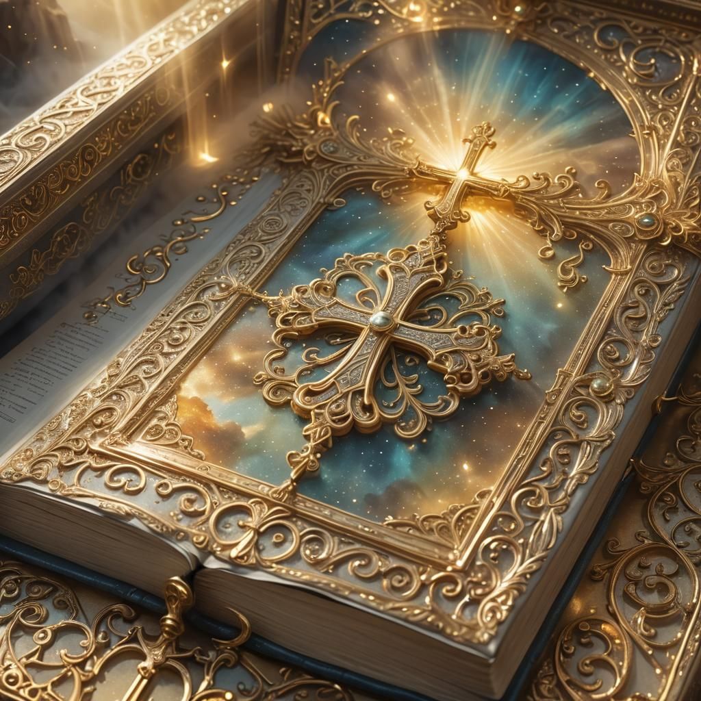 Ethereal Bible with Glowing Light in Hyperdetailed Art