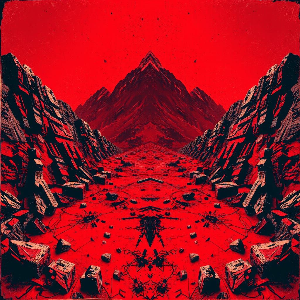 Red Martian Landscape in Punk Rock Style