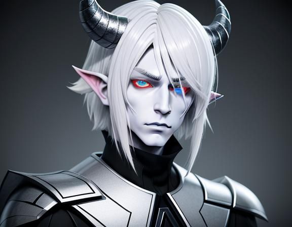 Anime-Inspired Wight Demon with Platinum Hair