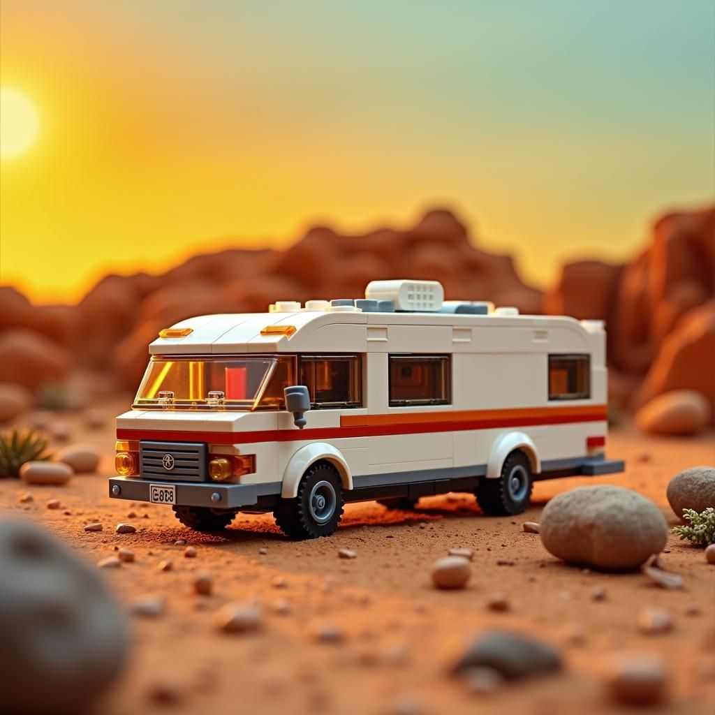 Breaking Bad RV Lego Diorama in Desert Landscape