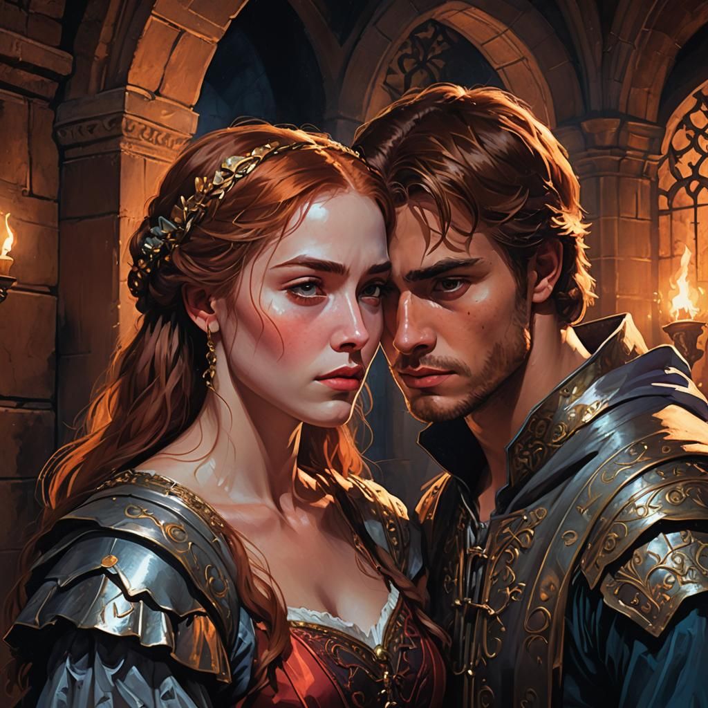 Romeo and Juliet's Final Scene: Digital Art Portrait