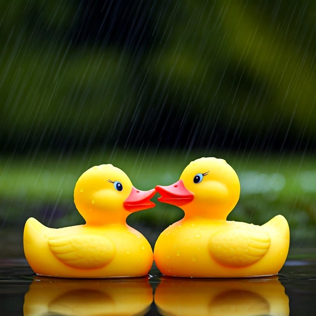 Ducklings Share a Romantic Moment in Springtime