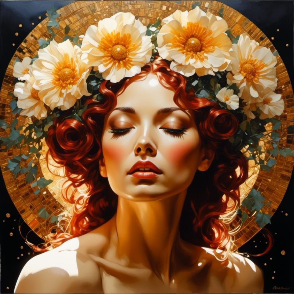 Bohemian Woman in Sunlight: Encaustic 3D Portrait