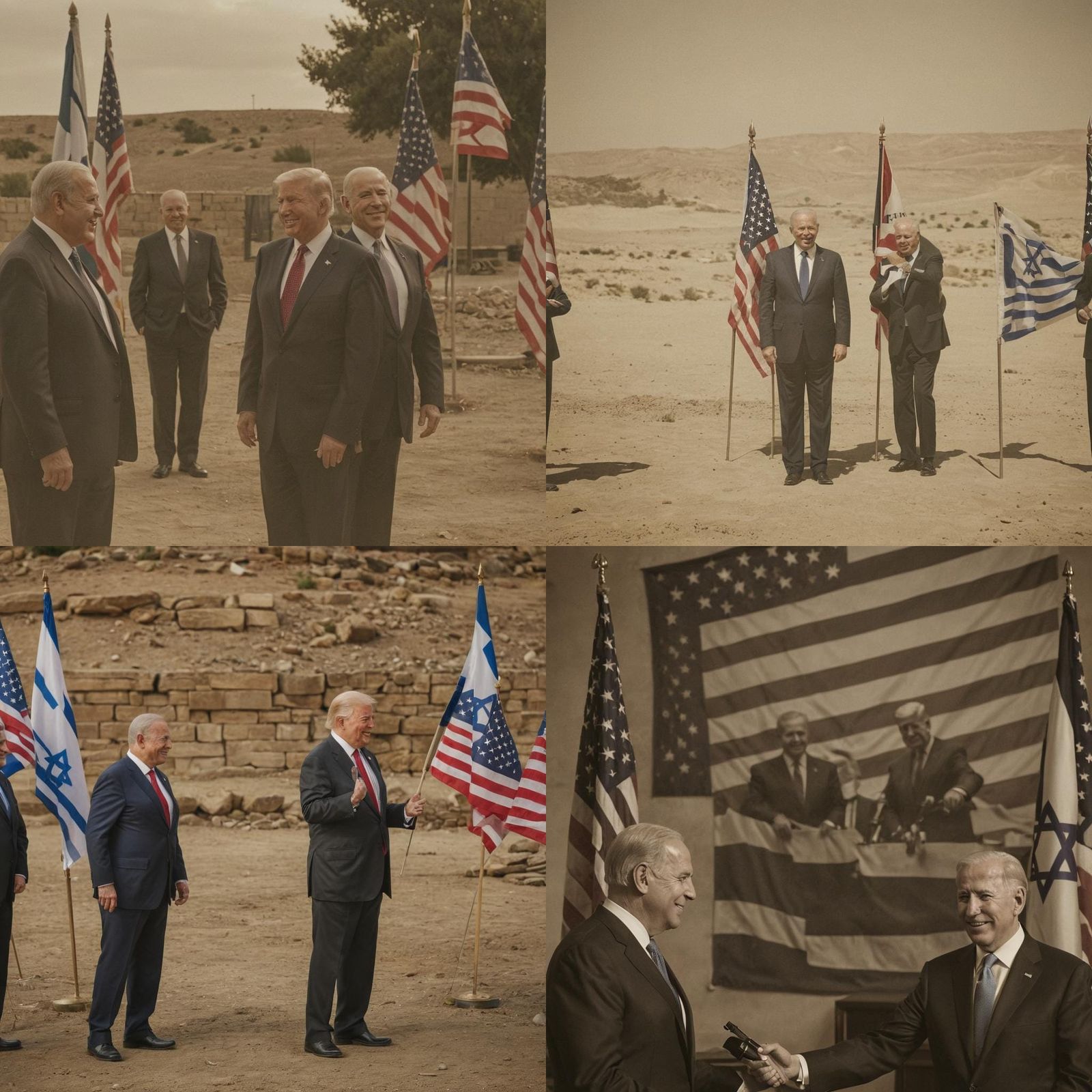 Netanyahu, Biden and Trump in Cinematic Photo