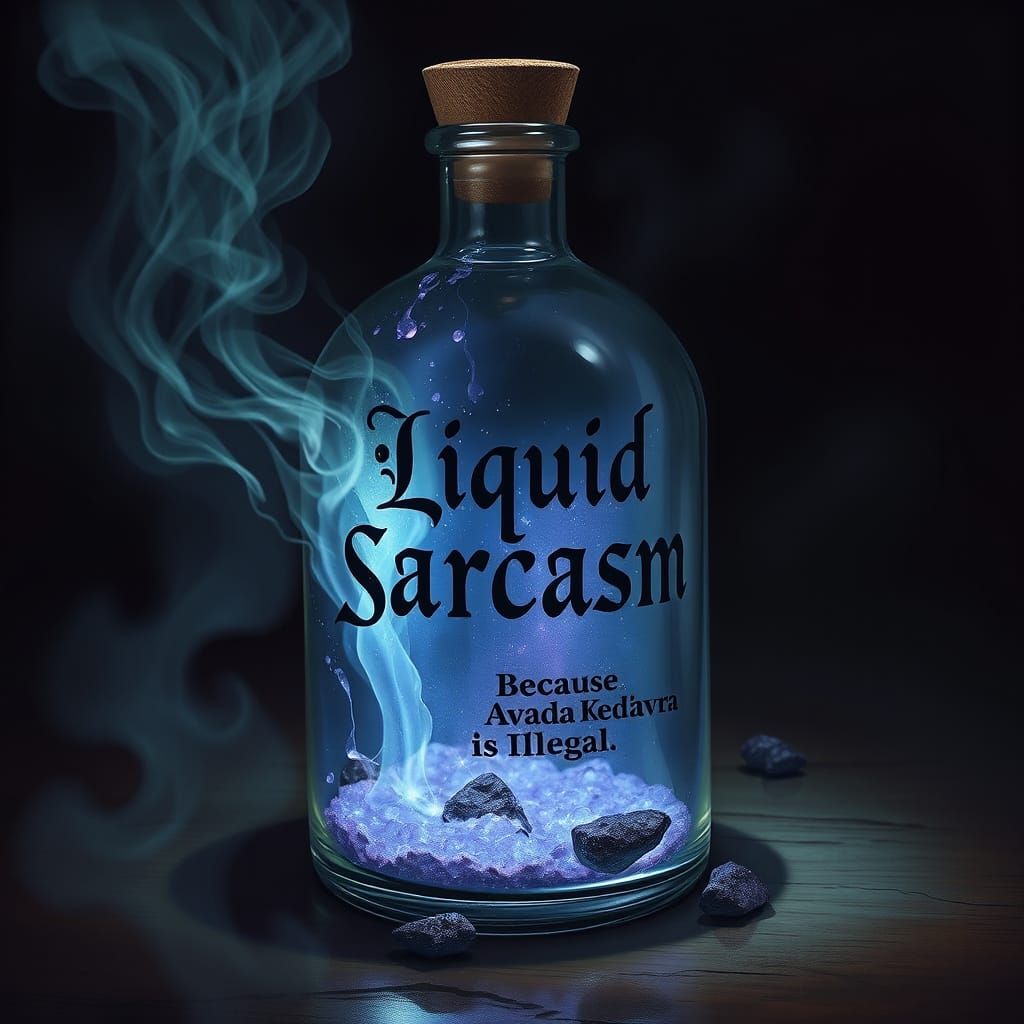 Enchanted Vial in Dark Fantasy Style with Whimsical Label