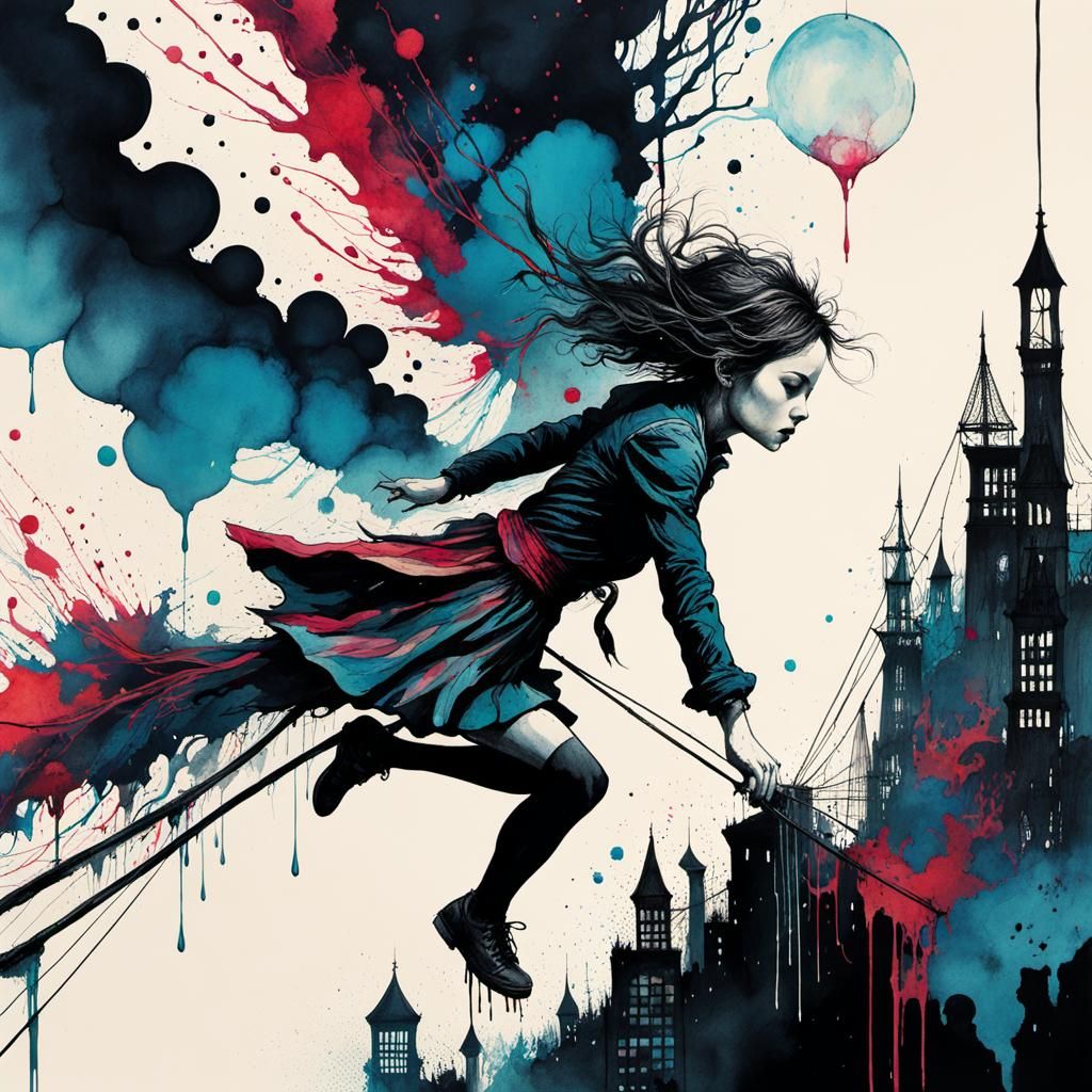 Anxiety on a Tightrope: Contemporary Ink Illustration