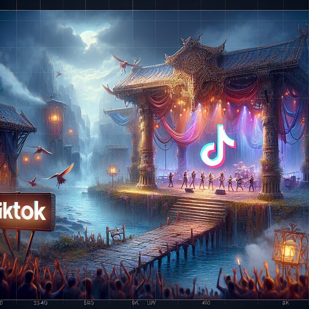 Fantasy Live Music Broadcast with TikTok Sign